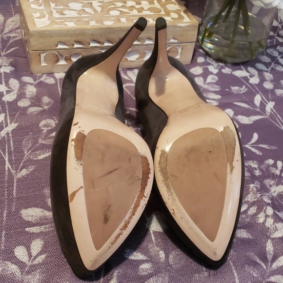 MIU MIU SLATE GRAY SUEDE PLATFORM HEELS SIZE 7.5 - Picture 6 of 8